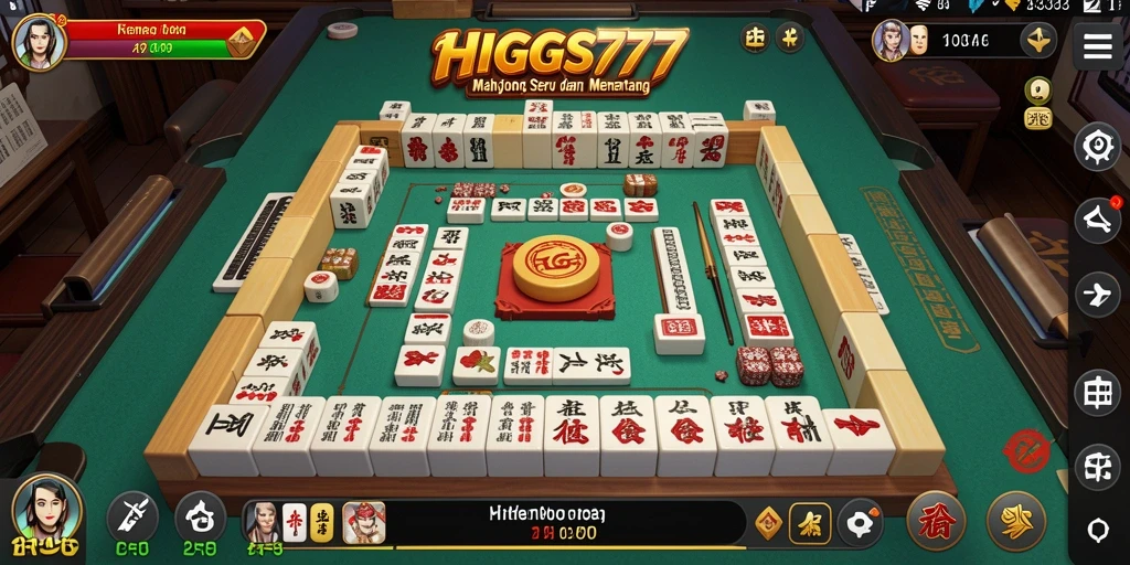 Screenshot HIGGS777 menunjukkan gameplay Mahjong yang menarik dan interaktif.