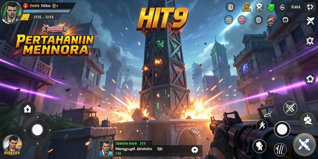 Tampilan gameplay HIT9 yang menegangkan dengan strategi Tower Defense.