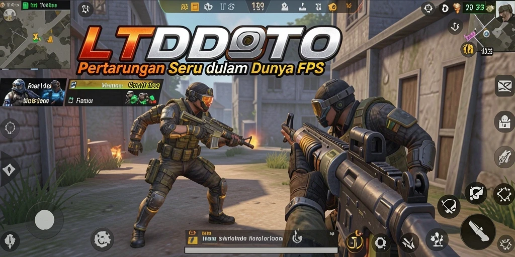Screenshot LTDTOTO menampilkan aksi mendebarkan dalam pertempuran FPS.