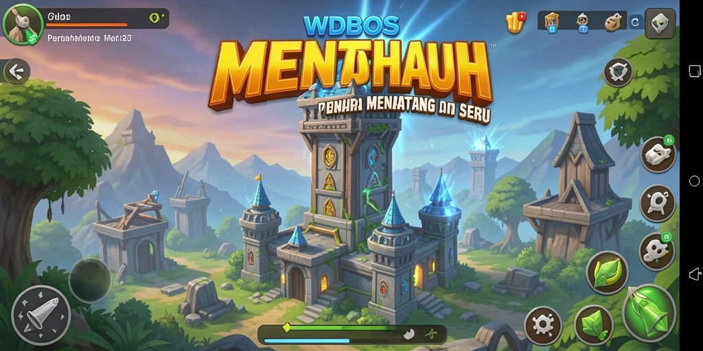 Gameplay WDBOS menampilkan menara pertahanan yang beraksi melawan gelombang musuh.
