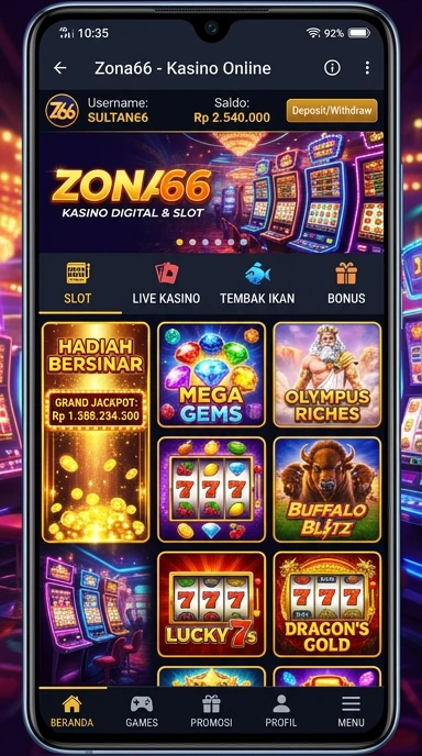 Tampilan aplikasi zona66 yang user-friendly dan menarik.